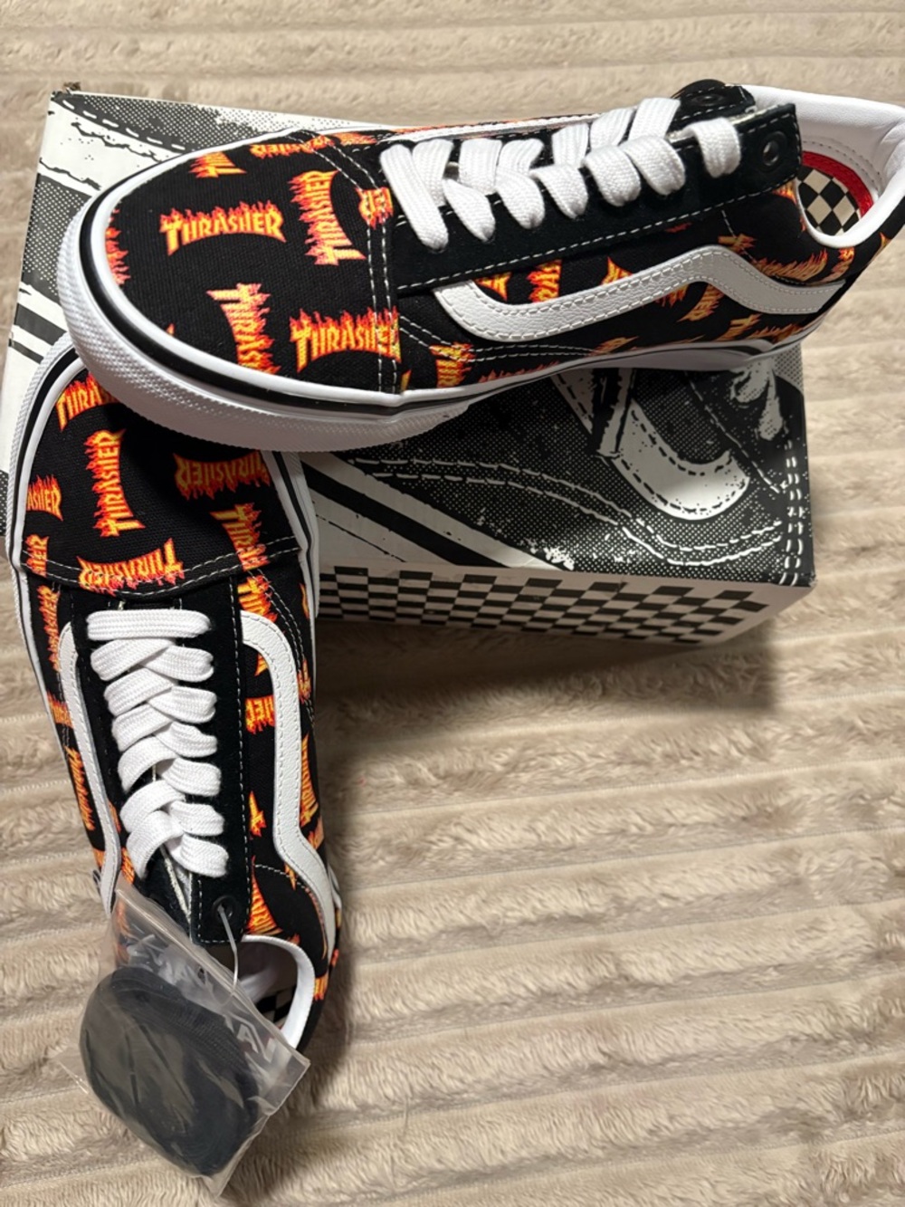 Vans Black & White Thrasher Print Old Skool Skate Shoes